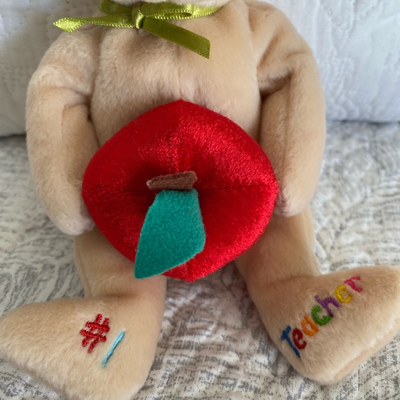 🍎 RETIRED TY BEANIE BABY BEAR “#1 TEACHER”. MWMT! DATED MAY 2005! APPROX 8”. - Picture 2 of 6
